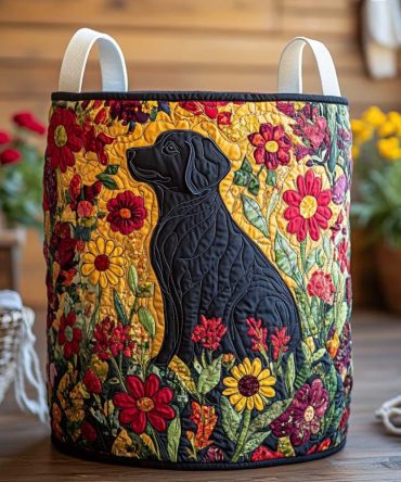 Sunny Bloom Quilted Laundry Hamper - Bright Floral Fabric Basket With Handles, Collapsible Padded Organizer For Cheerful Home & Dorm Décor