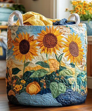 Bright Floral Quilted Laundry Hamper - Large Foldable Fabric Basket With Handles For Bedroom & Laundry