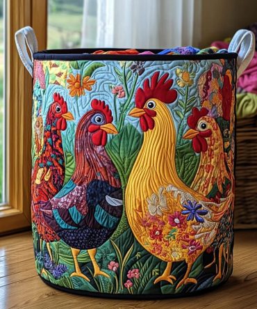Sunny Coop Quilted Laundry Hamper — Bright Farmhouse Laundry Basket, Collapsible With Reinforced Handles For Everyday Use