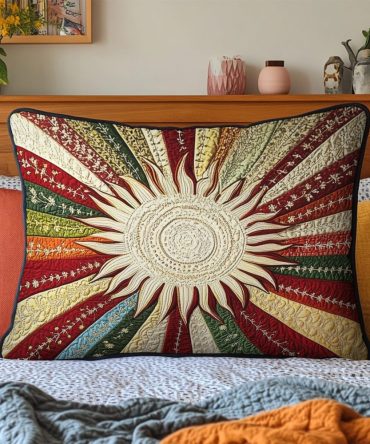 Sunny Glow Quilted Pillow Case — Bright Floral-Accent Decorative Pillow Cover, Soft Quilting For Cheerful, Sunlit Bedrooms