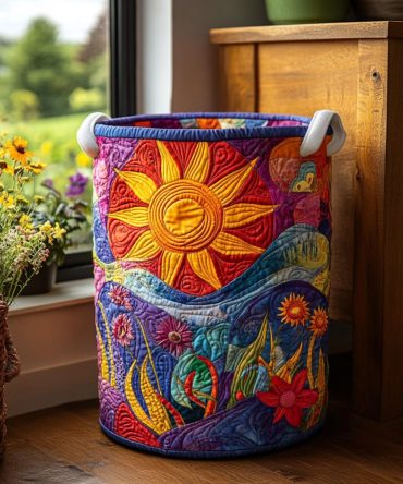 Sunny Glow Quilted Hamper — Warm Foldable Laundry Organizer With Reinforced Handles & Easy-Clean Liner For Everyday Use