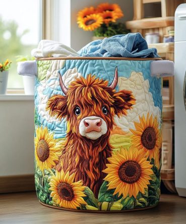 Sunny Highland Quilted Laundry Hamper - Warm Plaid Foldable Fabric Basket With Handles For Cozy Home, Dorm & Bedroom Storage