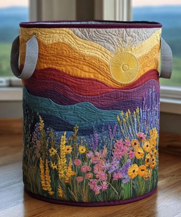 Sunny Highlands Quilted Laundry Hamper – Rustic Floral Collapsible Fabric Basket With Handles For Cozy Home Storage