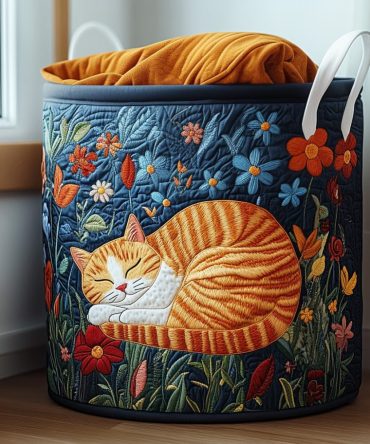 Sunny Nap Quilted Laundry Basket — Cheerful Yellow Fabric Hamper With Handles, Collapsible Roomy Basket For Bright Home Organization