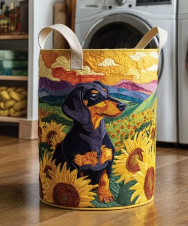 Sunny Paws Quilted Laundry Hamper — Playful Paw-Print Quilted Foldable Basket For Pet Lovers, Durable & Washable With Handles