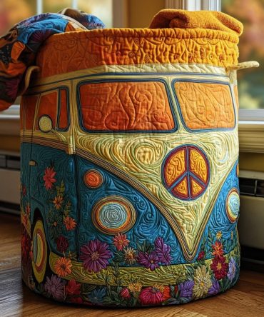 Sunny Road Quilted Laundry Hamper — Bright Pattern Collapsible Fabric Basket With Reinforced Handles, Water-Resistant Liner & Easy Storage