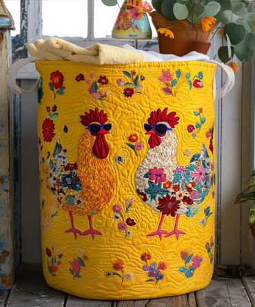 Sunny Side Up Style Quilted Laundry Basket — Cheerful Quilted Fabric Hamper With Strong Handles, Collapsible Bright Storage For Home & Kids