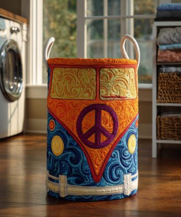 Sunny Trip Quilted Laundry Hamper – Bright Collapsible Fabric Storage Basket With Handles For Travel-Themed Rooms, Dorms & Home Organization