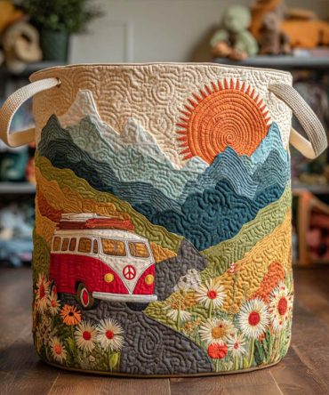 Sunny Trip Quilted Laundry Hamper — Bright Floral Foldable Laundry Organizer With Handles , Cheerful Sunflower Home & Dorm Storage Solution