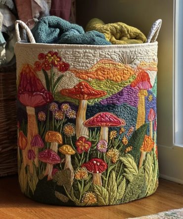 Sunrise Garden Quilted Laundry Hamper - Floral Collapsible Fabric Basket For Bright, Durable Laundry & Linen Storage