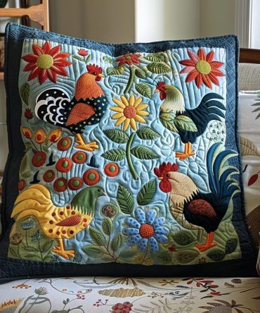 Sunrise Serenity Quilted Pillow Cover - Morning Farmhouse Decorative Pillowcase, Soft Cotton Blend, Cozy Layering Piece