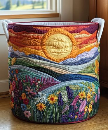 Spring Meadow Quilted Laundry Hamper – Pastel Floral Foldable Clothes Basket With Soft Padding, Reinforced Handles & Lightweight Storage For Home