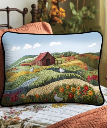Sunset Homestead Quilted Pillow Cover — Warm Rustic Pillowcase For Country Bedroom Decor, Soft Cotton-Blend, Easy Care