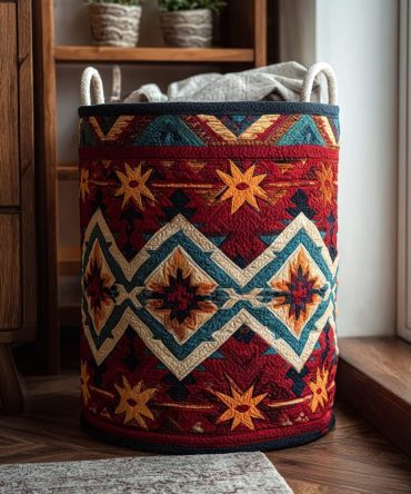 Sunset Spirit Quilted Laundry Hamper — Vibrant Sunset Palette Storage Basket With Durable Quilting, Collapsible & Stylish Home Accent