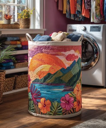 Sunset Valley Quilted Laundry Hamper — Stylish Collapsible Fabric Basket, Large Washable Laundry Organizer With Sturdy Handles