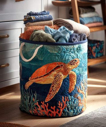 Sunset Veil Quilted Laundry Hamper - Large Decorative Foldable Laundry Basket, Machine-Washable Fabric With Handles For Home & Nursery