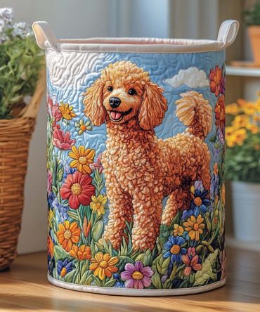 Bright Sunshine Meadow Quilted Laundry Hamper — Floral Fabric Laundry Basket For Cheerful Bedroom & Nursery Storage, Collapsible & Durable