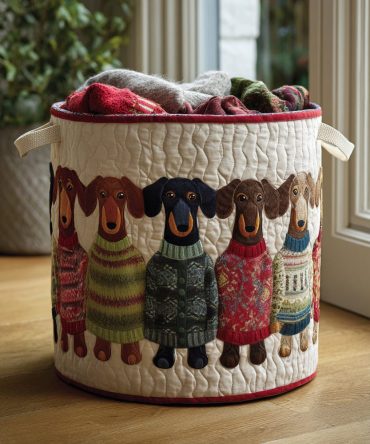 Sweater Squad Quilted Laundry Hamper — Cozy Knit-Pattern Foldable Laundry Basket With Handles For Soft Storage & Seasonal Decor