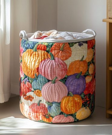 Sweet Pumpkin Quilted Laundry Hamper — Cozy Harvest-Themed Fabric Basket With Collapsible Frame, Durable Stitching & Comfortable Carry Handles
