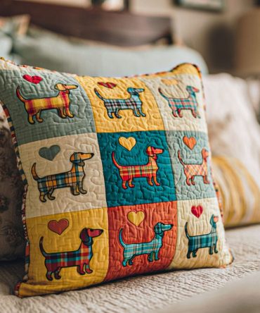 Sweet Sausage Dog Quilted Pillow Cover — Playful Dachshund Accent For Comfy Sofas, Kids’ Rooms & Pet-Friendly Homes