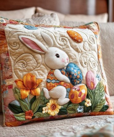 Sweet Spring Quilted Pillow Cover — Pastel Floral Throw Pillowcase, Lightweight Textured Cushion Cover For Seasonal Refresh & Cheerful Home Style