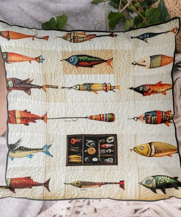 Tackle Box Dreams Quilted Pillow Cover — Fishing & Outdoors Themed Decorative Throw Pillowcase For Cabin, Lake House & Gifts