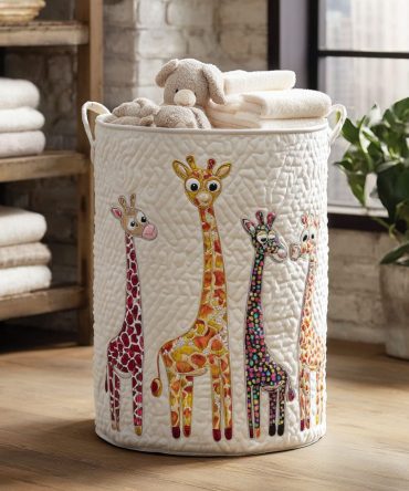 Tall Tales Quilted Fabric Hamper - Oversized Collapsible Laundry Basket With Reinforced Handles For Easy Hauling