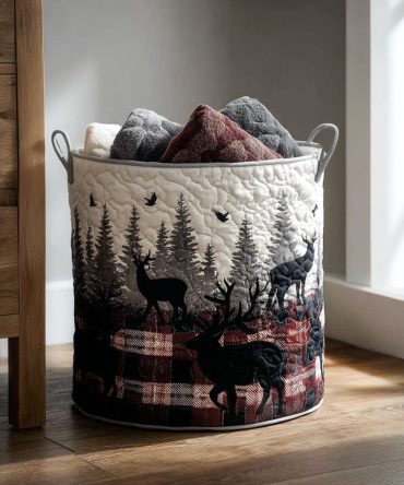 Tartan Trail Quilted Laundry Hamper — Classic Plaid Fabric Storage Basket, Foldable Highland-Inspired Laundry Organizer With Handles