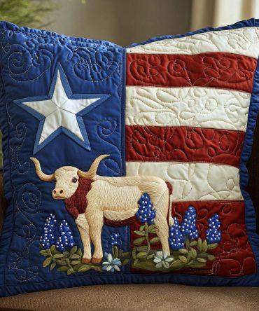 Texan Stripe Quilted Pillow Cover - Bold Texas Stripe Throw Pillow Case For Modern Western, Rustic Living Room & Outdoor Patio