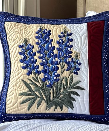 Texas Garden Quilted Pillow Cover – Rustic Floral Decorative Throw Pillowcase For Bed & Living Room, Durable Soft-Textured Design
