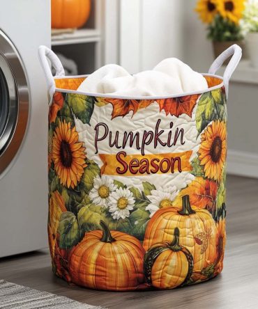Thankful Days Quilted Storage Hamper — Cozy Patterned Laundry Basket For Home Organization & Gift Giving