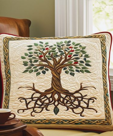 Timeless Tree Quilted Pillow Cover — Classic Tree Motif, Heirloom-Style Stitching, Soft Durable Cotton Blend, Accent For Traditional Rooms