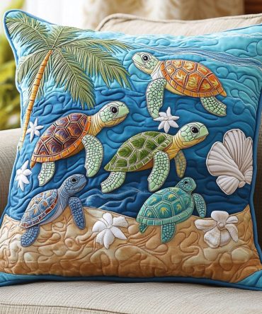 Tide Shore Family Quilted Pillow Case — Family-Friendly Coastal Pillow Cover, Soft Cotton-Blend, Durable Quilting & Easy Care