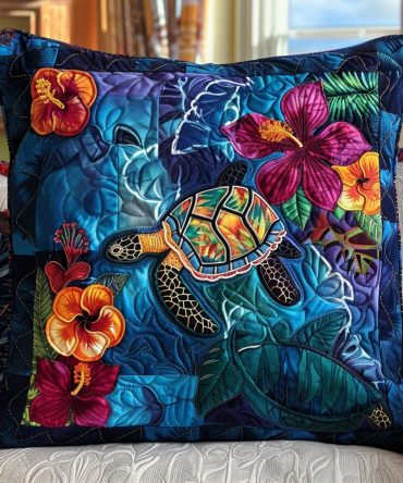 Tidepool Treasures Quilted Pillow Cover - Ocean-Themed Decorative Throw Pillowcase With Colorful Sea Creatures And Texture
