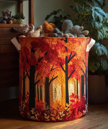 Timber Trail Quilted Laundry Hamper — Outdoorsy Collapsible Fabric Basket With Handles , Durable Washable Organizer For Home & Cabin