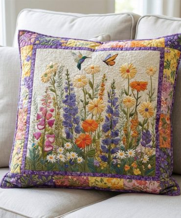 Timeless Floral Charm Quilted Decorative Pillow Cover: Cotton-Blend Throw Pillowcase For Bed & Sofa, Reversible, Machine Washable, Gift