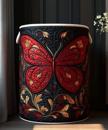 Timeless Butterfly Quilted Laundry Hamper — Elegant Butterfly Fabric Basket With Handles, Foldable Organizer For Home & Nursery