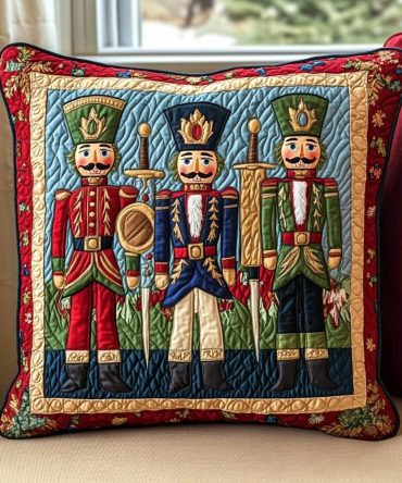 Tinsel & Tidings Quilted Holiday Pillow Cover — Festive Christmas Throw Pillowcase With Sparkling Winter Motifs