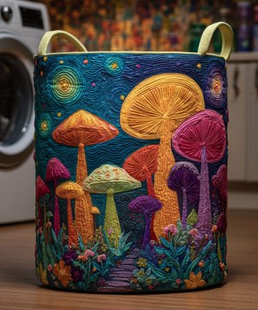 Toadstool Mushroom Quilted Laundry Hamper — Cute Foldable Fabric Basket For Kids’ Rooms, Durable & Machine-Friendly