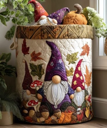 Toasty Toadstool Quilted Laundry & Storage Basket — Playful Garden Print Collapsible Hamper With Handles For Kids’ Rooms & Nurseries