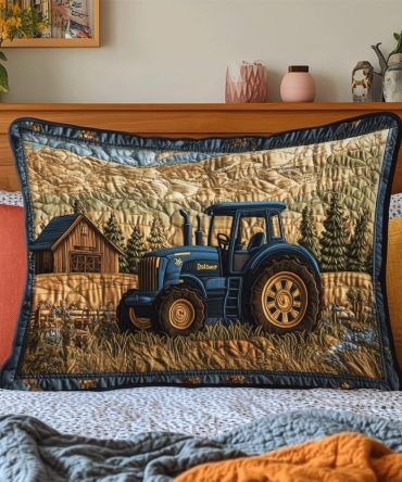 Kids' Tractor-Theme Quilted Pillowcase — Durable Playful Bedding Cover, Soft Cotton-Blend, Machine-Wash Ready For Toddlers