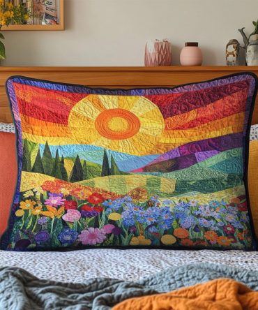 Tranquil Landscape Quilted Pillowcase — Scenic Tapestry Sham, Soft Cotton-Blend Decorative Pillow Cover For Calm, Nature-Inspired Bedrooms