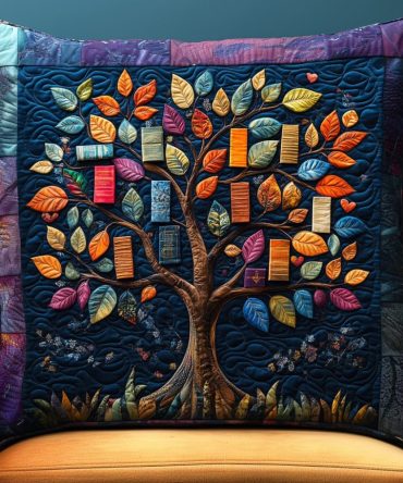Boho Tree Of Wisdom Quilted Decorative Pillow Cover — Soft Quilted Throw Pillowcase For Living Room & Bedroom Décor