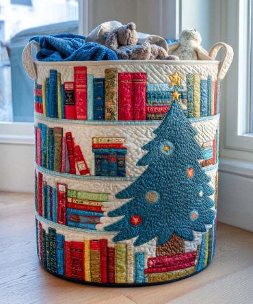 Tree & Tales Quilted Laundry Hamper — Nature-Inspired Foldable Basket, Large Capacity, Sturdy Handles & Decorative Print
