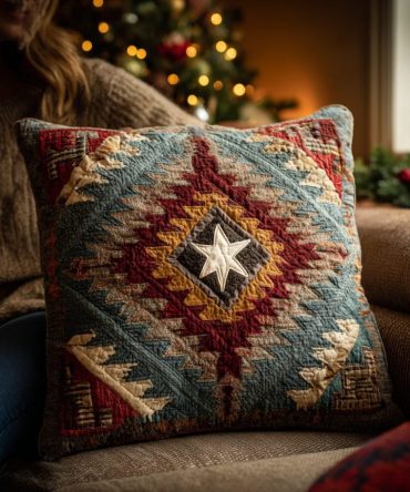 Southwestern Tribal Quilted Pillow Cover — Boho Horizon Design Decorative Throw For Living Room, Durable Quilted Accent, Machine-Washable