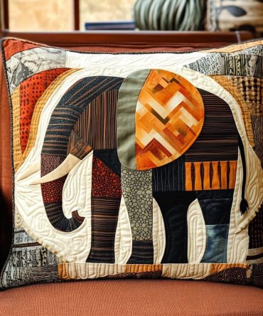 Tribal Beast Quilted Pillow Cover — Eye-Catching Animal Motif Decorative Sham For Rustic, Boho & Eclectic Interiors, Soft Textured Accent