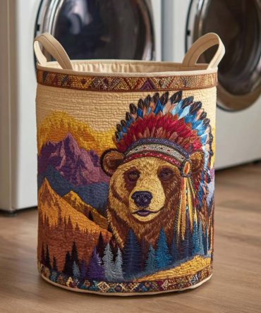 Tribal Claw Quilted Laundry Hamper — Bold Tribal Print Quilted Laundry Basket With Reinforced Base, Carry Handles & Foldable Design