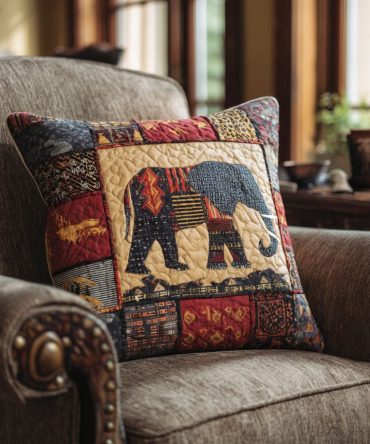 Tribal Guardians Quilted Accent Pillow Cover — Handcrafted Look Decorative Sham For Stylish Sofas, Beds & Meditation Corners With Heritage Flair