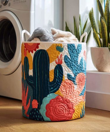 Tropical Bold Quilted Hamper — Vibrant Foldable Laundry Organizer With Sturdy Handles & Machine-Friendly Liner For Colorful Home Storage