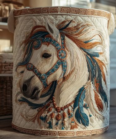 Turquoise Spirit Quilted Laundry Hamper - Vibrant Quilted Foldable Laundry Basket With Soft Fabric & Carry Handles